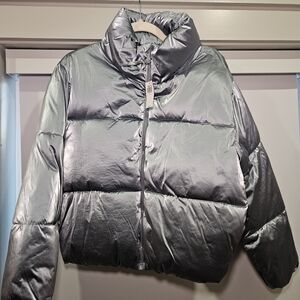 Old Navy Metallic Silver Women's Puffer Jacket